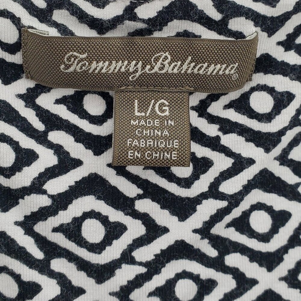 Tommy Bahama B&W Geometric & Tropical Leaf V-Neck Resort-wear Midi Dress - L - Picture 5 of 6